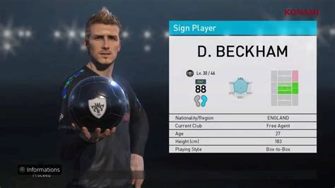 Pes 2018 Data Pack 2 Myclub David Beckham Stats Youtube