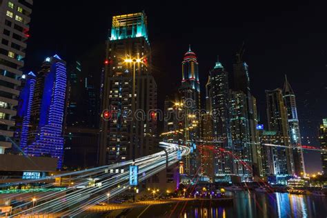 Nightlife In Dubai Marina Uae Stock Image Image Of City Lighting
