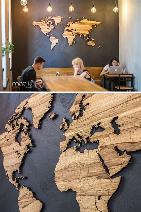 25 World Map Wall Art Designs Made From Wood Contemporist