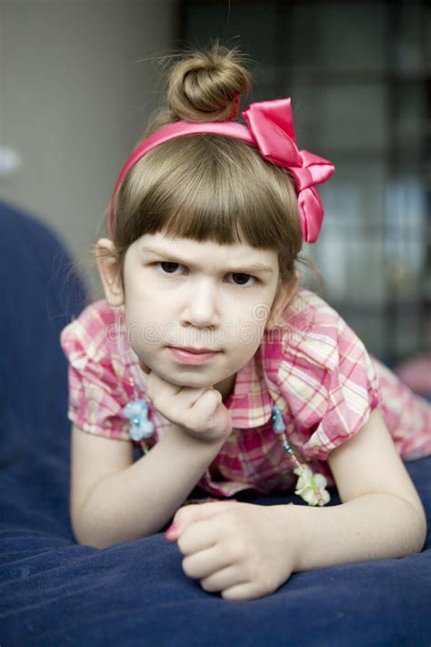 Angry Little Girl Lying Stock Photo Image Of Displeased 12944026