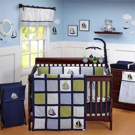 Baby bed crib bedding sets girls bedding sets bed crib bedding bedding sets boys wall decals crib bed skirt cribs. Nautical Sailboat Blue and Green Baby Boy Infant 6pc ...