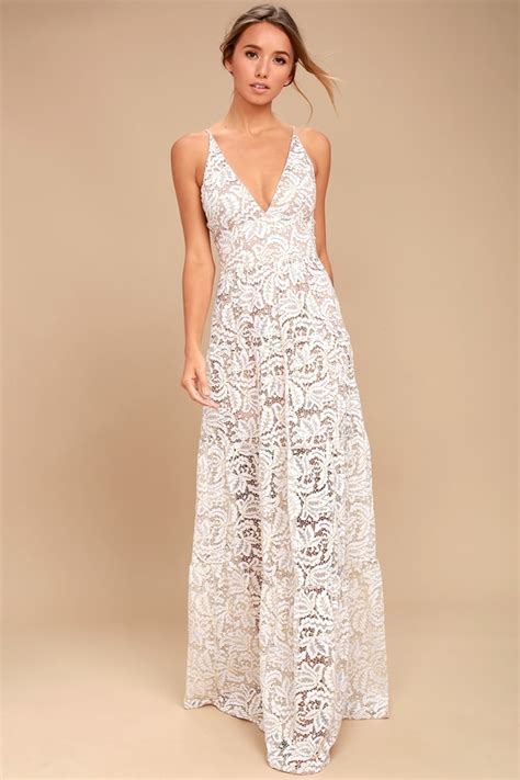 Angelic Look With White Lace Maxi Dress