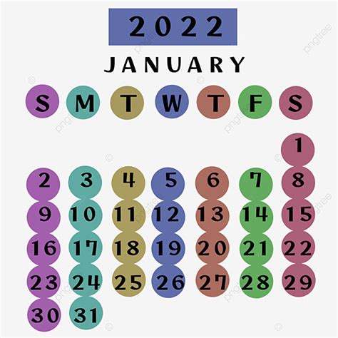 Gambar Kalender Januari 2022 Dengan Warna Warni 2022 Januari