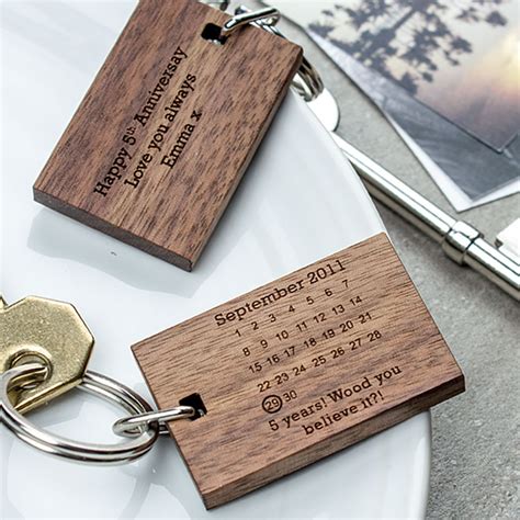 And if you want something special that you don't see on our website, give us a call and we may be able to suggest something from the gallery. Personalised Wooden Gift Fifth Anniversary Keyring | Personalized anniversary gifts ...