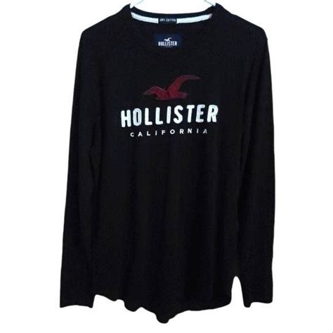 Hollister Mens Hollister Medium Black Long Sleeve Logo Front Shirt
