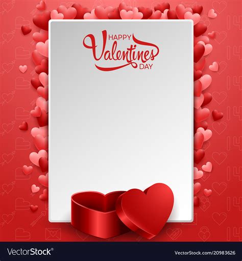 Happy Valentines Day Background With Blank Vector Image