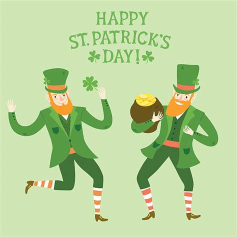 St Patricks Day Leprechaun Backgrounds Dancing Illustrations Royalty
