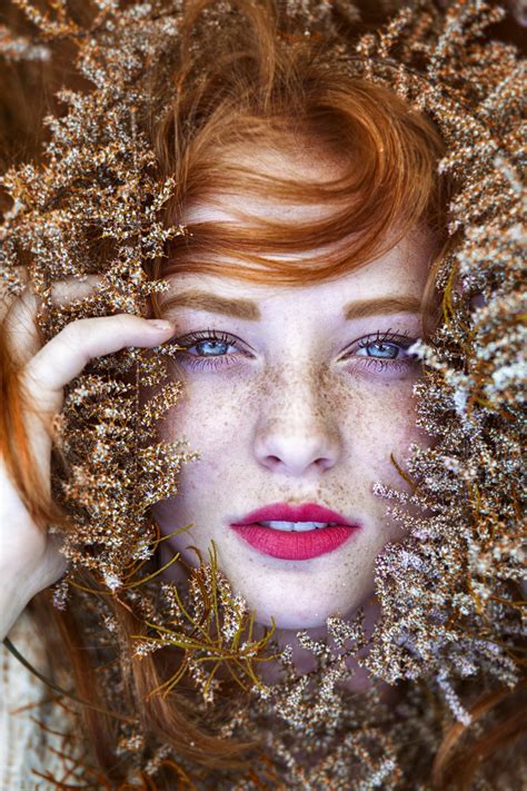 Wallpaper Face Women Redhead Model Blue Eyes Nature Freckles