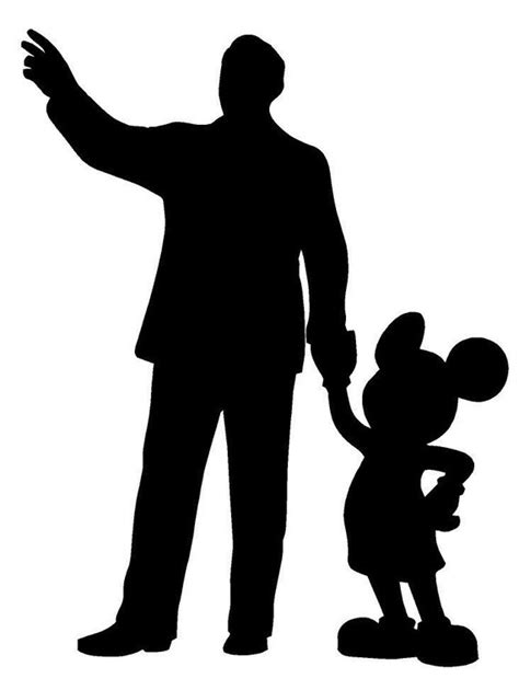 Walt Disney And Mickey Statue Silhouette Decal