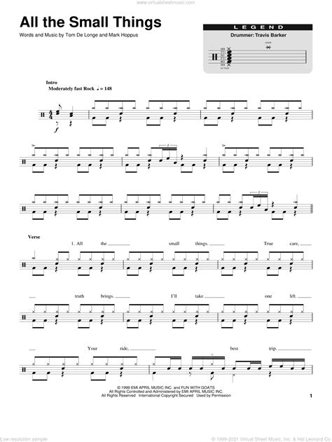 182 All The Small Things Sheet Music For Drums V2