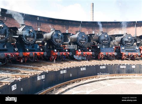 German Steam Locomotives At Hilbersdorf Steam Shed Stock Photo Alamy