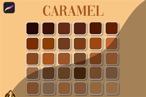 caramel procreate color palette 30 swatch brush galaxy