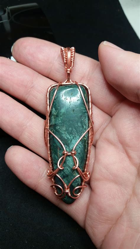 Copper Wire Wrapped Stone Pendant Copper Jewelry Handmade Wire