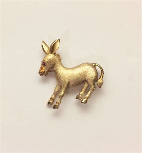 Vintage Trifari Gold Plate Donkey Brooch Costume Jewelry Etsy