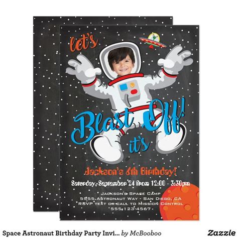 Space Astronaut Birthday Party Invitation In 2021