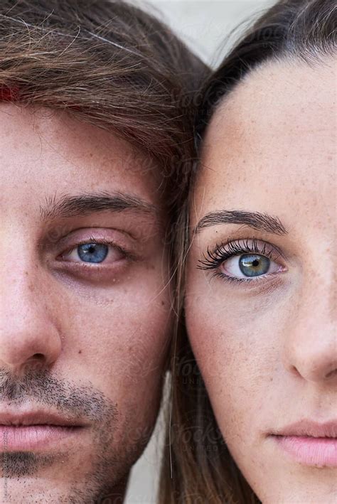 Half Faces Of Caucasian Couple By Stocksy Contributor Ivan Gener