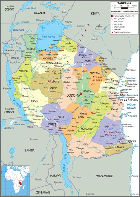 Tanzania Political Wall Map By Graphiogre Mapsales Gambaran