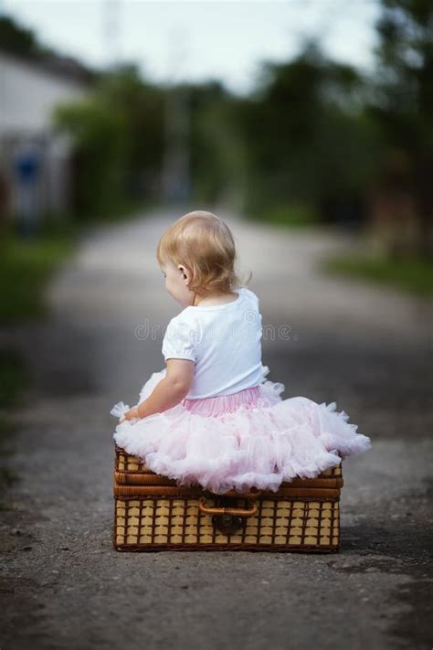 Cute Little Girl With Suitcase Stock Photo Image Of Road Girl 39586852