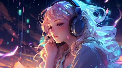Premium Photo Anime Girl Listening Music