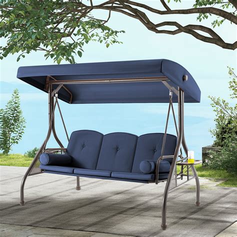 Arlmont And Co Fassold Outdoor Patio Swing Chair For 3 People With