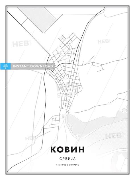 This Printable Map Template Of Kovin Serbia With Cityname Country And