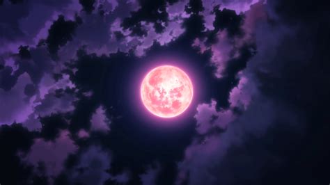Wallpaper Night Anime Sky Clouds Moon Moonlight