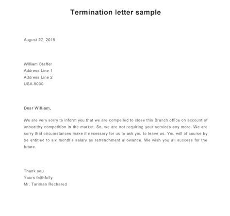 If there are replacements already, inform the readers of that, or inform them of any change in delegation of tasks. 19+ Termination Letter Samples - Writing Letters Formats ...