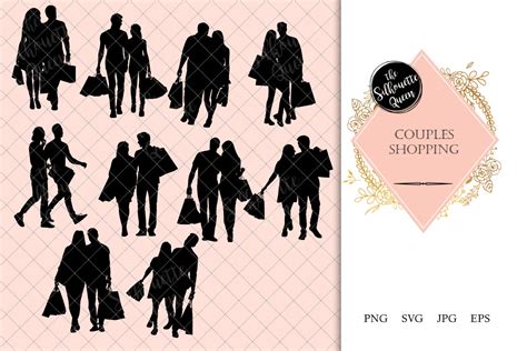Couples Shopping Silhouette Vector By The Silhouette Queen Thehungryjpeg