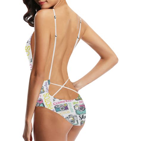 Photo Camera Sexy Lacing Backless One Piece Swimsuit Plus Size Xs 5xl Uscoolprint