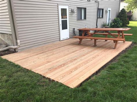 Elevated Patio Backyard Wooden Ground Level Wood Deck