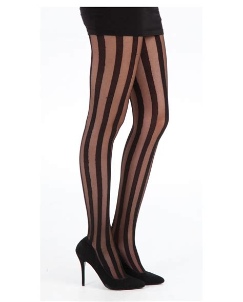 Tights With Vertical Stripes Gothic Black Pantyhose Tights With Stripes