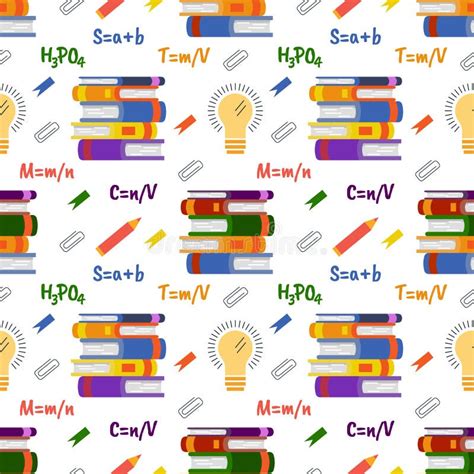 Seamless Pattern With Different School Supplies Decoration Elements