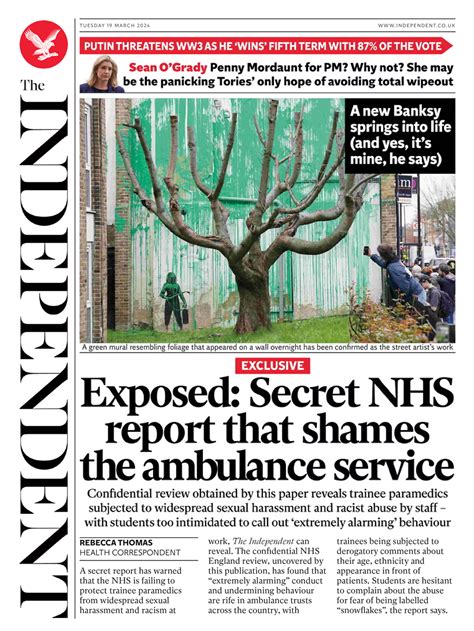Independent Front Page 19th Of March 2024 Tomorrow S Papers Today