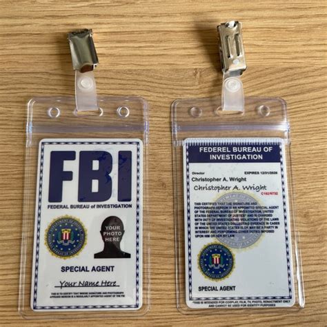 Printable Cosplay Fbi Badge Custom Id Card Prop Replica Etsy