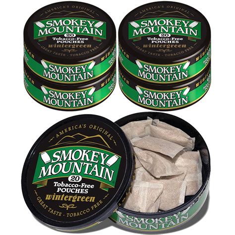Smokey Mountain Pouches Wintergreen 5 Cans Nicotine Free And