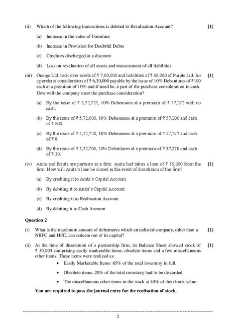 Isc Class Sample Paper Accounts Specimen Question Paper