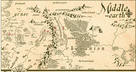 The Hobbit Map Of Middle Earth