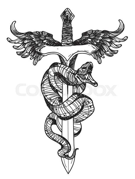 Tattoosnake And Sword Stock Vector Colourbox