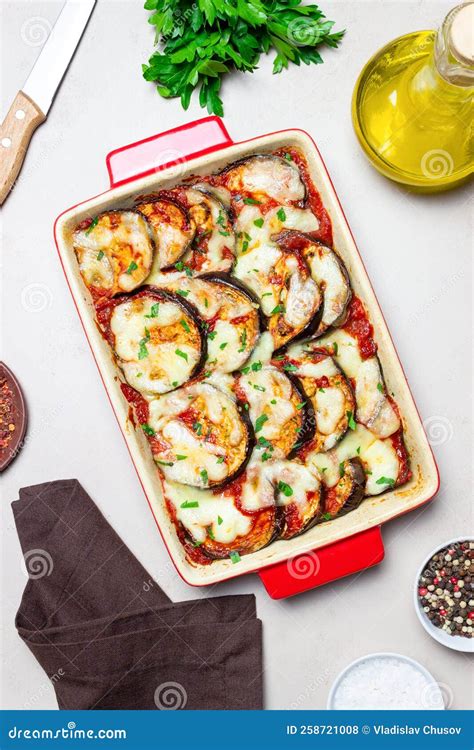 Baked Eggplant With Cheese Mozzarella And Tomatoes Healthy Eating