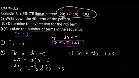 Grade 10 Linear Number Patterns Example 2 Youtube
