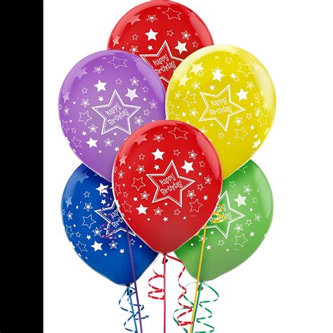 Latex Star Birthday Printed Balloons 12in 20ct Party City