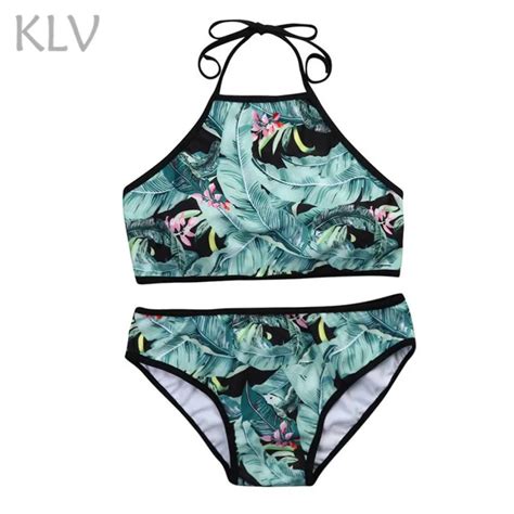 Klv Bikinis 2018 Push Up Padded Women Swimsuit Swimwear Female Sexy Two Pieces Green Swimming