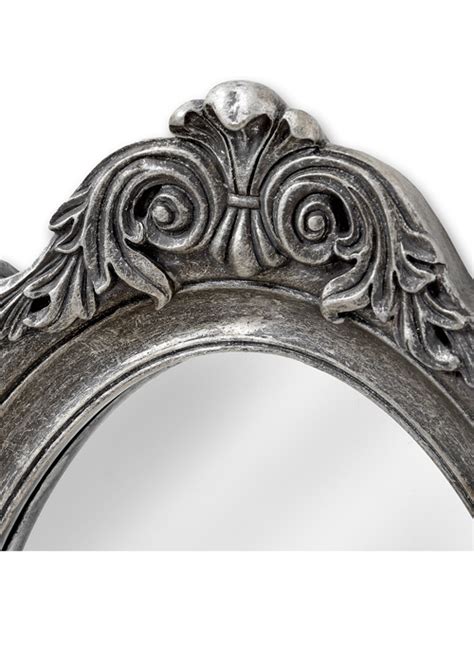 18670 A Antique Style Distressed Silver Oval Mirror Interior Flair