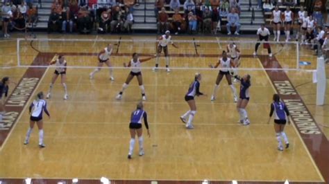 A volleyball game consists of two teams of six players each, separated by a net. Game I NCAA Volleyball Tournament Round II TCU Horned ...