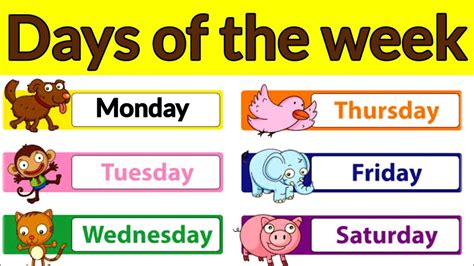 Days Of The Week Sunday Monday Tuesday Days Of The Week For Kids