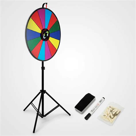24 Inch Party Prize Wheel Editable Dry Erase Spin Win Fortune Spinning Stand Game 60cm