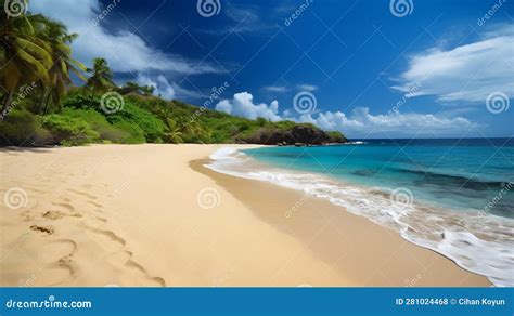 Tropical Escape Captivating Sandy Beach Azure Waters And Exotic