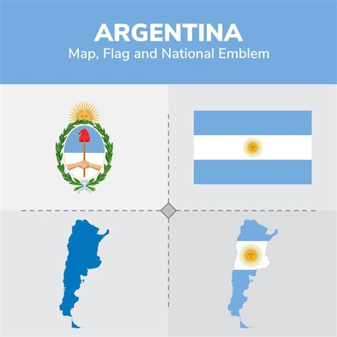 Bandera Del Mapa De Argentina Y Emblema Nacional Vector Premium