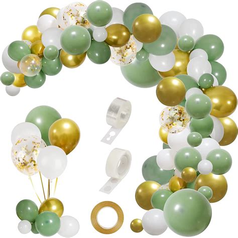Buy RUBFAC Sage Green Balloon Garland Arch Kit Olive Green Gold White