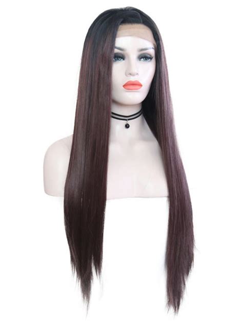 1bt Daily Natural Brown Long Straight Lace Front Wig Synthetic Wigs